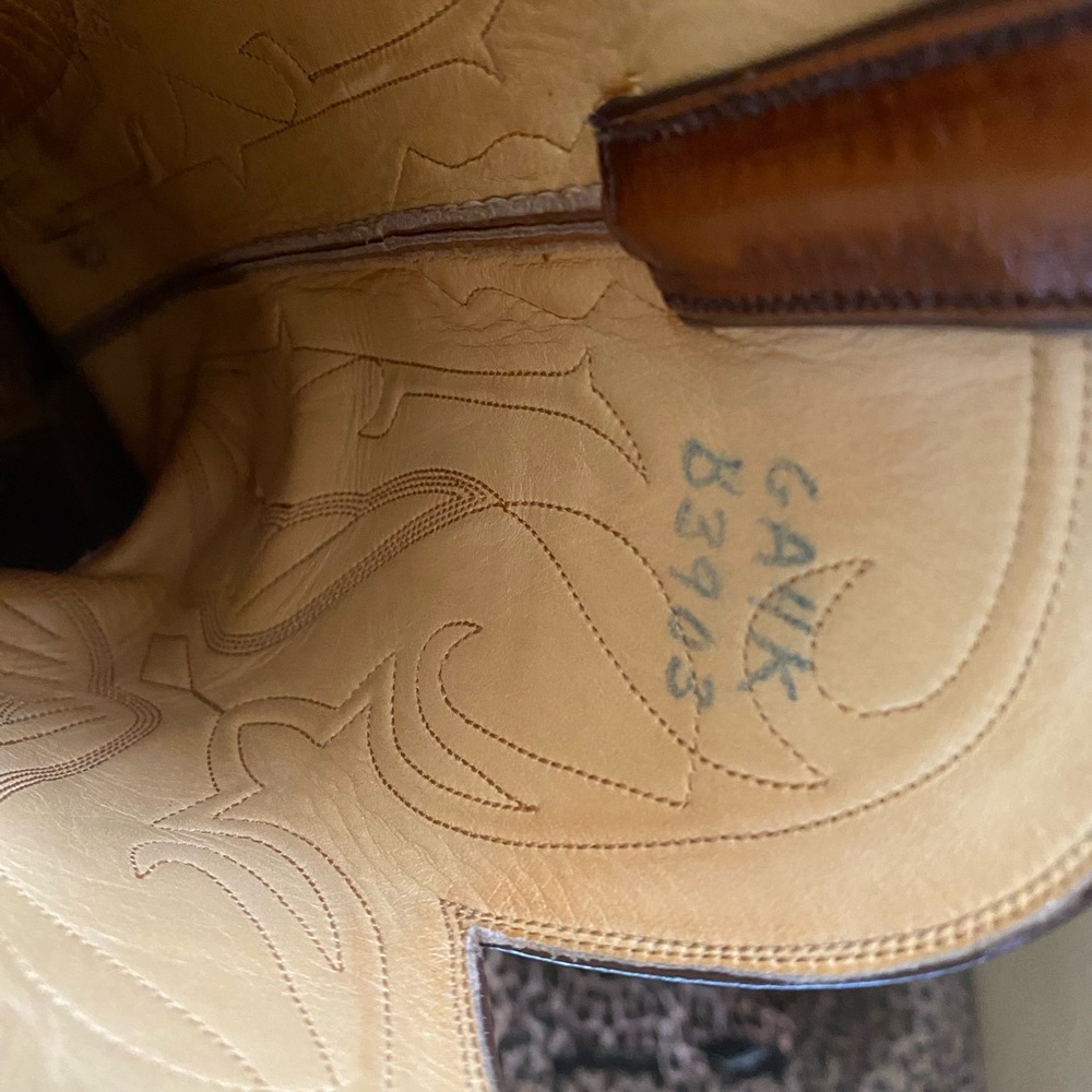 T O Stanley Vintage Brown Lizard Cowboy Boots 9D - Picture 7 of 8
